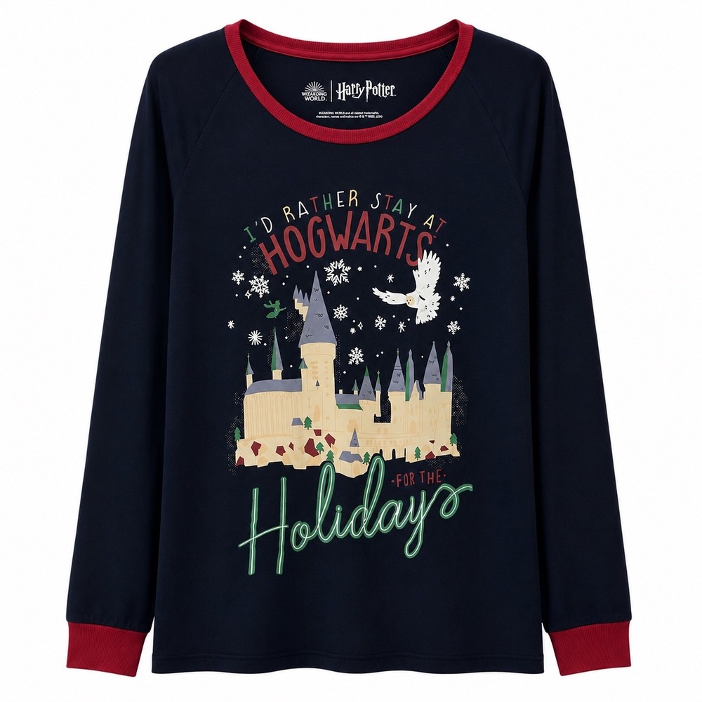 Harry Potter Hogwarts Holidays Pajama Top Navy Red XL SC8100354HP